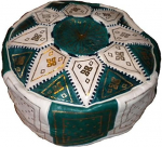 Terrapin Trading Fair Trade Moroccan Leather Star Pouffe - Choose from 10 Colours (Green)