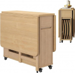 Platzsparendes 1,4 m Massivholz-Tropfenblatt-Esstisch-Set f&uuml;r 4-6 Personen, ausziehbarer K&uuml;chen- und Wohnzimmerfell, tragbarer Tisch & St&uuml;hle f&uuml;r Zuhause & Restaurant