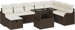Rantry 9-teiliges Garten Sofa Set mit Kissen Braun Poly Rattan Gartenlounge Model3361067