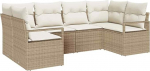 6-teiliges Garten-Sofa-Set mit Kissen Beige Poly Rattan, 2-Sitzer Garten-Sofa mit Kissen Beige Poly Rattan Gartenlounge Model3346521