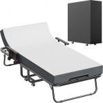 Sealong kokkupandav voodi 90 x 200 cm T&auml;iskasvanud, umbes 13 cm madratsiga, reguleeritav seljatugi, k&auml;etoed, rattad ja tolmukate - tugev metallraam, k&uuml;laliskoht kokkupandav reisivoodi kuni 300 kg.