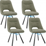 FRUOGO 4 s&ouml;&ouml;gitooli komplekt, 180&deg; p&ouml;&ouml;rlevad k&ouml;&ouml;gitoolid, riietuslaua toolid, mis on valmistatud puuvillakunstist, kasmiirist, kaasaegsed polsterdatud elutoatoolid metalljalgadega, hallikasroheline