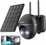 ieGeek 5MP Outdoor Surveillance Camera, Battery, PTZ Surveillance Camera, Outdoor WLAN with Solar Panel, PIR Motion Sensor, 30 m Coloured Night Vision, Two-Way Audio, 2.4 GHz WiFi, 4DBi WiFi Antenna,