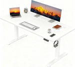 JUMMICO reguleeritava k&otilde;rgusega laud, 110 x 60 cm, elektriline laud, reguleeritava k&otilde;rgusega, ergonoomiline seisev arvutilaud, valge