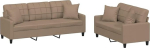 Tomostar Diivan-set f&uuml;r Wohnzimmer, 3-Sitzer und 2-Sitzer, 2-teilig, mit Kissen, Cappuccino, Kunstleder