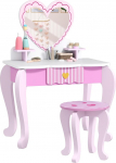 AIYAPLAY laste riietuslaua komplekt, 2-osaline t&uuml;drukute riietuslaud koos peegli, v&auml;ljaheite, sahtli, hoiukoha, laua, s&uuml;dame teema, meigilaua ja tooliga, roosa