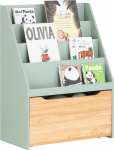 SoBuy KMB95-GR Laste raamaturiiul 4 riiuliga ja eemaldatava m&auml;nguasjade hoidmise riiuliga lastele Roheline naturaalne B 62 x 80 x 30 cm