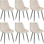 Mevsim Store S&ouml;&ouml;gitoa toolid 6-st komplektist Velvet beeži v&auml;rvi - kaasaegsed polsterdatud toolid ergonoomilise seljatoega ja tugevate metalljalgadega - mugavad k&ouml;&ouml;gitoolid s&ouml;&ouml;gituppa ja elutuppa