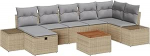 Rantry 8-teiliges Garten Sofa Set mit Kissen Beige Poly Rattan Gartenlounge Model3359602