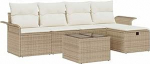 Rantry 6-teiliges Garten-Sofa-Set mit beigen Kissen aus Poly Rattan Gartenlounge Model3358870