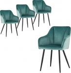 CLIPOP s&ouml;&ouml;gitoa toolid, komplekt 4, sametist k&ouml;&ouml;gitoolid, polsterdatud toolid k&auml;etugede ja metalljalgadega, retro disainiga k&auml;etoed, toolid elutuppa, s&ouml;&ouml;gituppa (4, sametist t&uuml;rkiissinine).