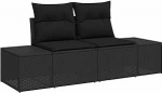 Rantry 6-teiliges Garten-Sofa-Set mit Kissen Schwarz Poly-Rattan Akazie Gartenlounge Model3356567