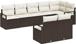 Rantry 8-teiliges Garten-Sofa-Set mit Kissen Braunes Poly-Rattan Gartenlounge Model3355097