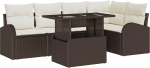 6-teiliges Garten Sofa Set mit Kissen Braunes Poly Rattan, 2-Sitzer Garten Sofa mit Stauraum & Kissen Braunes Poly Rattan Gartenlounge Model3357381