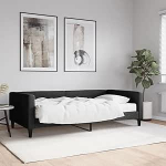 ZEYUAN Tagesbett mit Matratze Schwarz 100x200 cm Stoff, Schlafsofa, Daybed, Daybed, Bettsofa, Diivan Bed, Sofabett, Schlafcouch, Jugendbett, Bettgestell, Bettcouch - 3196567