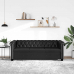 Gecheer Chesterfield diivan 3-Sitzer diivan Polstersofa Loungesofa Kunstleder Schwarz