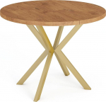 WFL GROUP &Uuml;mmargune pikendatav s&ouml;&ouml;gilaud kuldsete X-raami jalgadega, l&auml;bim&otilde;&otilde;t 100-180 cm, Loft t&ouml;&ouml;stusdisain, 4-6-le inimesele, pruun