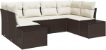 Rantry 6-teiliges Garten Sofa Set mit Kissen Braun Poly Rattan Gartenlounge Model3355867