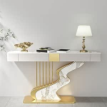 LUNAIZHUO Moderner Konsolentisch Schmal, Schmaler Konsolentisch, Deko-M&ouml;belst&uuml;ck mit 2 Schubladen, f&uuml;r Eingangsbereich, Flur, Wohnzimmer, Schlafzimmer(Gold,100cm/39in)