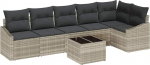 Rantry 7-teiliges Garten-Sofa-Set mit Kissen Grau Poly Rattan Gartenlounge Model3346752