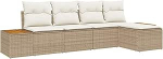 5-teiliges Garten Sofa Set mit Kissen in Beige Poly Rattan Akazie Gartenlounge Model3356736