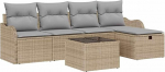 6-teiliges Garten Sofa Set mit Kissen Beige Poly Rattan, 2-Sitzer Garten Sofa mit Stauraum und Kissen Beige Poly Rattan Gartenlounge Model3360301