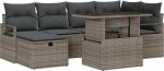 7-teiliges Garten Sofa Set mit Kissen Grau Poly Rattan, 2-Sitzer Garten Sofa mit Kissen Grau Poly Rattan Gartenlounge Model3359796