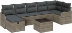 8-teiliges Garten-Sofa-Set mit Kissen Grau Poly Rattan, 2-Sitzer Garten-Sofa mit Stauraum & Kissen Grau Poly Rattan Gartenlounge Model3360340