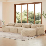 Modulaarne 4-kohaline diivanvoodi (nurgadiivan) beeži v&auml;rvi, Premium Plush kangas - ergonoomiline diivan elutuppa ja lemmikloomade majapidamisse, unefunktsioon ja modulaarne kombineeritav