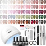Vishine UV LED Nail Lamp Gel Nail Polish Set 40W Gel Nail LED UV Light Base Coat Top Coat 6 Gel Colors Professional Nail Art Manicure Tools
