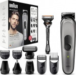 Braun Multi-Grooming Kit 7 MGK7320 10-in-1 habeme- ja juuksetrimmer, meeste trimmer, juuksetrimmer n&auml;o, pea, keha, k&otilde;rvade ja nina karvade l&otilde;ikamiseks, 8 lisatarvikut, must/h&otilde;bedane