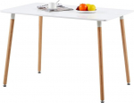 H.J WeDoo Rectangular Dining Table Kitchen Table Beech Wood for 4 Chairs Dining Room Table with Wooden Leg MDF White 110 x 70 x 75 cm (Table Only)