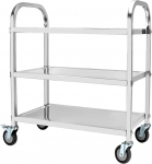 QWORK&reg; 3 Tier Stainless Steel Serving Trolley Tea Trolley Cleaning Trolley 95 x 50 x 95 cm Quiet Wheels with Brakes