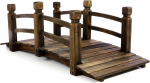 Nexos Wooden Bridge with Railing Pond Bridge Dark Brown Size 150 x 67 x 55 cm Decorative Bridge Wooden Bridge Garden Bridge Weatherproof Garden Decoration Pond Transition