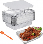Aluminium Trays with Lid, 1000 ml, Aluminium Grill Trays, Pack of 30, Disposable Baking Moulds, Reusable Aluminium Drip Trays, Fat Trays, Gas Grill, Perfect for Cooking, Roasting, Baking