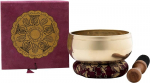 Singing Bowl with Dhyani Buddha Relief in Beautiful Gift Box Made from Sustainable Natural Paper I Includes Clapper / Ring I Fair Trade from Nepal I Genuine Handmade