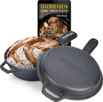 Tortillada - malmist pott leiva k&uuml;psetamiseks | Hollandi ahju (3,5 liitrit) | 2 in 1 kombineeritud pliidipann | kaetud malmist panni praadimine (26 cm) + k&auml;epidemega kaas + e-raamat 50 retseptiga.