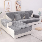 TEWENE Sofa Cover Velvet Couch Cover Non-Slip Sofa Slipcover for Dogs Cats Pets Love Seat Armrest Backrest Cover Corporate Grey 28x80 inch(Only 1pc/not all set)