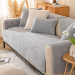 GEBIN Velvet Sofa Cover 1 2 3 4 Seater, Soft Couch Cover L Shape, Non-Slip Sofa Throw, Sherpa Fleece Sofa Cover Corner Sofa, Sofa Protector for Dogs (Grey, 70 x 150 cm)