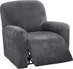 GAMUKAI 4 Pieces High Stretch Velvet Sofa Slipcovers 1 Seat Furniture Protector (Grey, Armchair)
