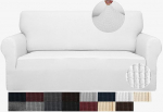 JIVINER High Stretch Jacquard Diivan Cover 2 padjadele Diivan Libisematu diivan katab Slipcover lastele lemmikloomadele (Loveseat, valge) 1 tk