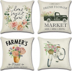 Artscope veekindlad padjakatted, 4 puuvillasest linasest hingavast padjakotist pakett terrassi, aia, talumajapidamise sisustuse jaoks, 45 x 45 cm