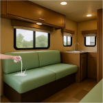 HonunGron Kunstnahast istmekatted haagissuvila polsterdamiseks, libisemisvastased matkaauto padjakatted, diivan ja diivanipadi katted matkaauto pingile, elastsed kaitsekatted (Matcha, W 135-160 cm, D 70-95 cm).