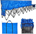 VEVOR Kaasaskantav meeskonnapink telkimispink (8 inimest) koos k&uuml;ljetaskute ja kandekotiga, kokkupandav pink seljatoega, k&uuml;lgpink jalgpalli, pesapalli jaoks v&auml;listegevuseks, sinine