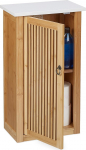 Relaxdays Bathroom Cabinet, Wall Cabinet with Shelf, H x W x D: 60 x 34.5 x 21 cm, Bamboo & MDF, Natural/White