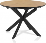 KHG S&ouml;&ouml;gilaud pikendatav k&ouml;&ouml;gilaud &uuml;mmargune 110-150 cm koos Butterfly Pull-Out'iga 4-6 inimesele - metallist t&auml;hega raam, lauaplaat puidust materjaliga kaetud, &Scaron;veitsi servaga, tammepuidust v&auml;limusega