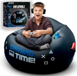 FranFusion T&auml;ispuhutav m&auml;ngutool lastele ja teismelistele koos tassihoidja ja k&uuml;ljetaskuga - videom&auml;ngu toolid, mis sobivad ideaalselt m&auml;ngutoa sisekujunduseks - T&auml;ispuhutav m&ouml;&ouml;bel m&auml;ngijatele Must Bean Bag in