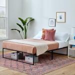 Linenspa Modernne voodiraam - Metallist voodi teraslattidega - 30 cm hoiuruum parima raami all - kiire kokkupanek - voodi 140 x 190 cm