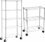 Amazon Basics 5-tasandiline kroomitud ratastega riiulite &uuml;ksus ja 3 riiulite &uuml;ksus - kroomi
