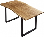 SAM Billy s&ouml;&ouml;gitoa laud 130 x 75 cm Real Wane, massiivne akaatsiapuit + naturaalv&auml;rvi, U-raamiga laud, must